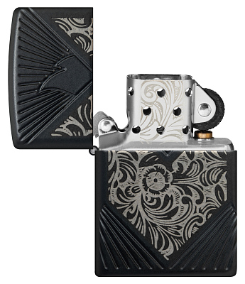 Зажигалка ZIPPO Armor® с покрытием Black Matte, латунь/сталь, чёрная, матовая, 38x13x57 мм