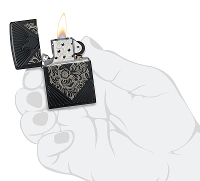 Зажигалка ZIPPO Armor® с покрытием Black Matte, латунь/сталь, чёрная, матовая, 38x13x57 мм