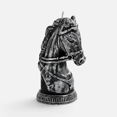 Свеча фигурная «Бюст лошади», серебристая (Серебристый)