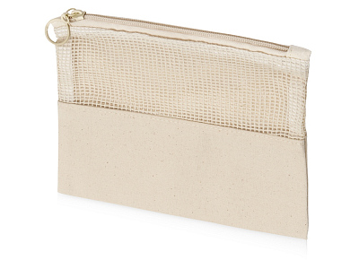 Косметичка Mesh хлопковая с сетчатой вставкой (Натуральный)