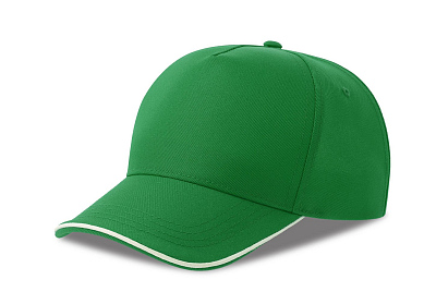 Бейсболка RECY FIVE PIPING, 5 клиньев, застежка-липучка (Зеленый, белый)