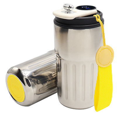 Термокружка Ashly To Go, серебристая/жёлтая (Серебристый/желтый)