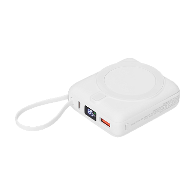 Внешний аккумулятор с подсветкой Риттер PD (Ritter PD) 10000mAh с функцией беспроводной зарядки 15W  (Белый)