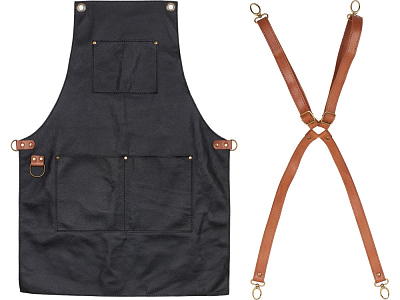 Фартук из натуральной кожи с карманами