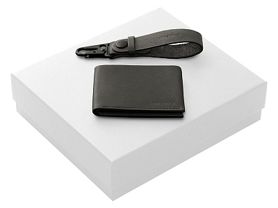 Подарочный набор Long River: кошелек, ремешок для ключей (Черный/белый)