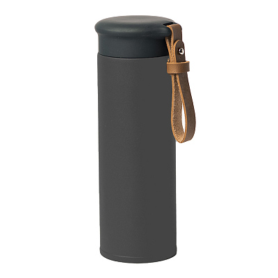 Термос вакуумный STRIPE, 450 мл (Серый, черный)