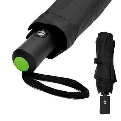 Автоматический противоштормовой зонт Vortex To Go, чёрный/салатовый (Черный/салатовый)