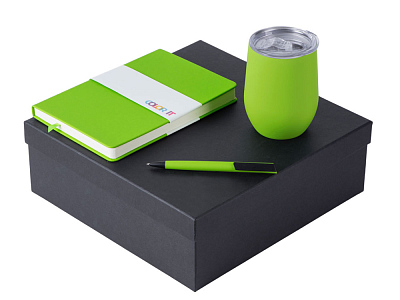 Подарочный набор Color it с блокнотом, пластиковой ручкой и термокружкой (Зеленое яблоко)