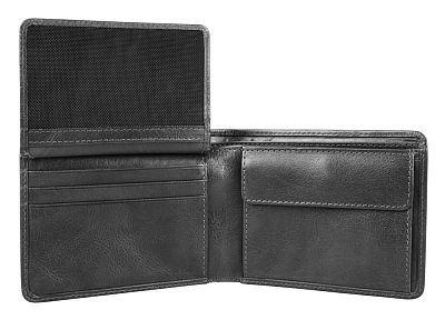 Бумажник Mano "Don Luca", натуральная кожа в черном цвете, 11 х 8,5 см