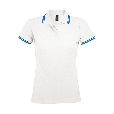 Поло женское PASADENA WOMEN 200 (Белый, голубой)
