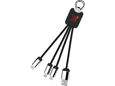 Кабель 3 в 1 с брелоком и подсветкой (Черный)