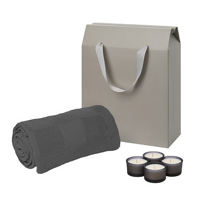 Подарочный набор Sento, Cella  (свечи, плед) (Серый)