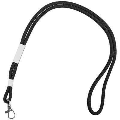 Шнурок для бейджа Tube Metal, черный (Чёрный)