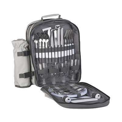 Набор для пикника "Дания" на 4 персоны с холодильным отделением (Серый с черным) Набор для пикника "Дания" на 4 персоны с холодильным отделением (Серый с черным)