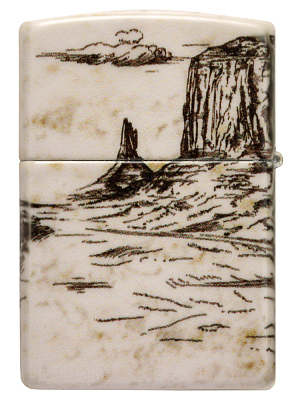 Зажигалка ZIPPO Western Design с покрытием 540 Matte, латунь/сталь, белая, 38x13x57 мм