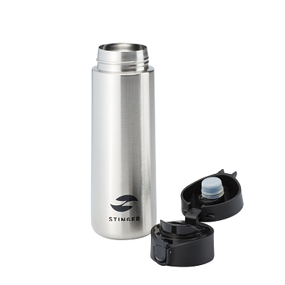 Термокружка Stinger, 0,35 л, сталь/пластик, серебристый, 6,6 x 6,4 x 20,3 см