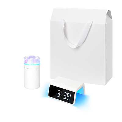 Подарочный набор Crystal, Flame  (увлажнитель воздуха, зарядное устройство) (Белый)