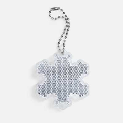 Пешеходный светоотражатель с цепочкой «Снежинка»  (Белый)