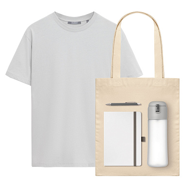 Набор с одеждой KRIS (футболка, бутылка, ежедневник, ручка, шоппер), белый, XL (Чёрный)