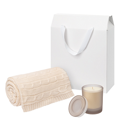 Подарочный набор Mizu, Fado  (свеча, плед) (Бежевый)