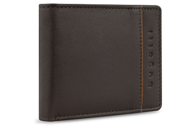 Портмоне BUGATTI Banda, с защитой данных RFID, коричневое, кожа козы/полиэстер, 10,5х2х8,3 см (Коричневый)