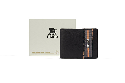 Бумажник Mano "Don Leonardo", с RFID защитой, натуральная кожа в черном цвете, 10,5 х 2 х 8,5 см