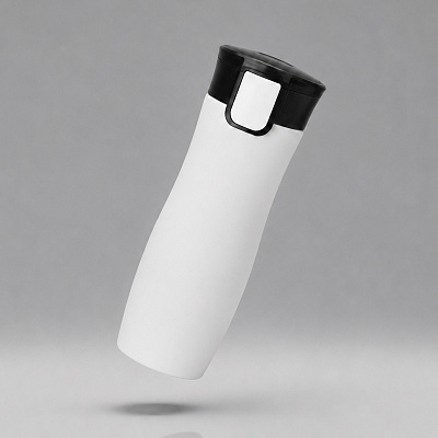 Вакуумная герметичная термокружка Streamline с покрытием soft-touch (Белый/черный)