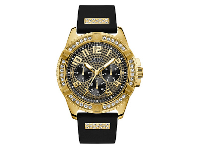 Часы наручные FRONTIER, мужские (Корпус- золотистый, циферблат- черный, крепление- черный) Часы наручные FRONTIER, мужские (Корпус- золотистый, циферблат- черный, крепление- черный)