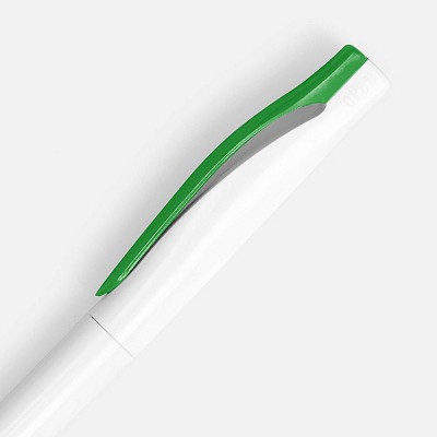 Ручка шариковая Pin, белая с зеленым