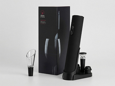 Набор винных аксессуаров 4в1 Savoie с покрытием soft touch (Чёрный)