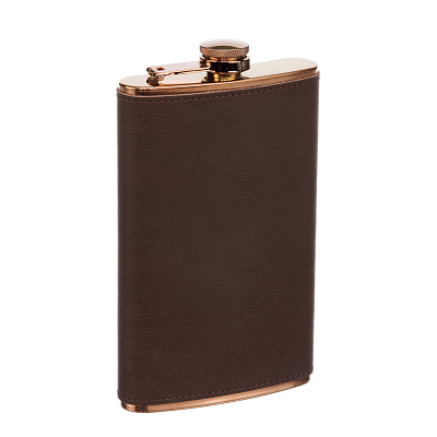 Фляга S.Quire 0,27 л сталь+кожа спилок коричневая