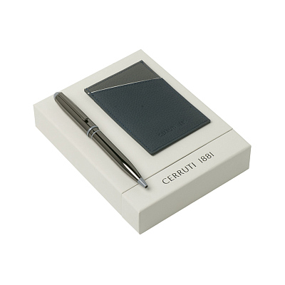 Набор (кредитница, шариковая ручка)  (Черный с коричневым)