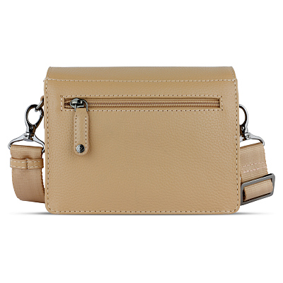 Сумка через плечо женская BUGATTI Elsa, песочного цвета, воловья кожа/полиэстер, 18,5х8,5х14,5 см