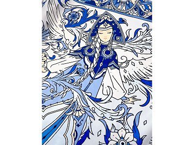 Платок Царевна-Лебедь 100% шелк