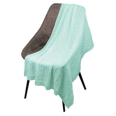 Плед Фадо (Fado) вязаный, аква (без подарочной коробки) (Бирюзовый)