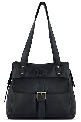 Сумка через плечо KLONDIKE RUSH «Zoe», натуральная кожа в черном цвете, 28 х 24 х 18 см (Черный)