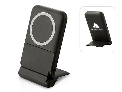 Беспроводной внешний аккумулятор с подсветкой лого и подставкой Magflash, 10000 мАч, 15 Вт (Чёрный)