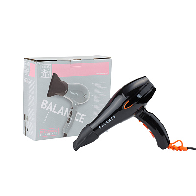 Фен DEWAL BEAUTY Balance Black, чёрный, 2200 Вт, ионизация, 1 насадка