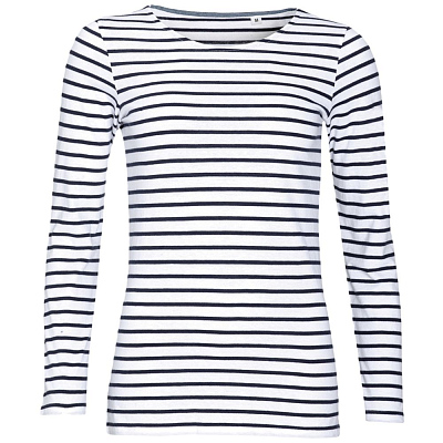 Футболка женская Marine Women, белая с темно-синим (Синий)