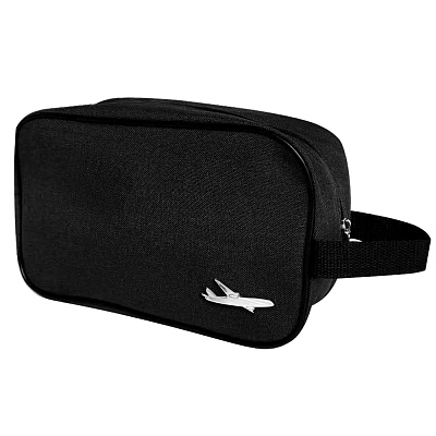 Несессер Колумб с шильдом - самолёт, чёрный (Чёрный/шильд самолёт (серебро))