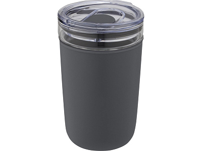 Стеклянная кружка Bello с внешней стенкой из переработанного пластика (Серый)