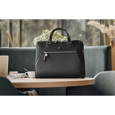 Портфель VICTORINOX Victoria Signature Briefcase, черный, нейлон/кожа, 42x13x30 см, 13 л