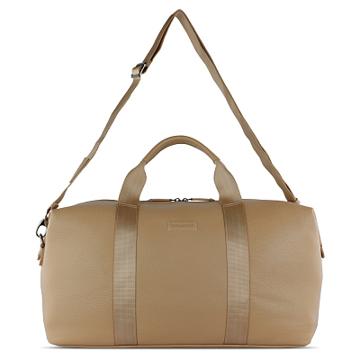 Сумка дорожная BUGATTI Elsa, песочного цвета, воловья кожа/полиэстер, 47х22х24/30 см