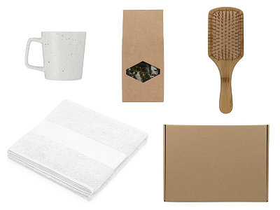 Подарочный набор для ванны с полотенцем, расческой и кружкой (Белый)