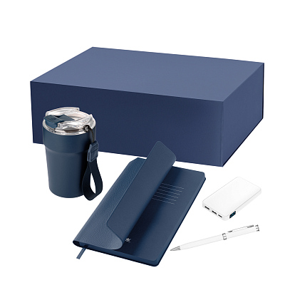 Подарочный набор Monaco  (термокружка, аккумулятор, ежедневник, ручка) (Синий)