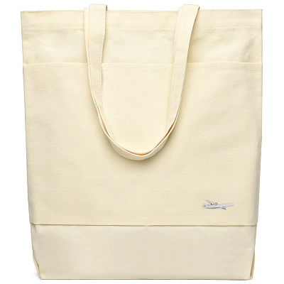 Сумка для покупок JETTA 325 г/м² с шильдом - самолёт, натуральный (Натуральный/шильд самолёт (серебро))