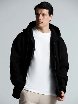 Толстовка унисекс оверсайз Zippy, белая (Чёрный)