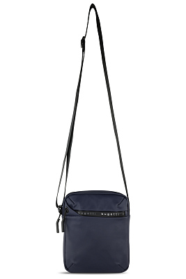 Сумка наплечная BUGATTI Blanc, синяя, тарпаулин/полиэстер, 17х4,5х21 см