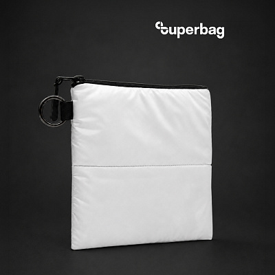 Органайзер для мелочей Superbag Bubble, стёганый, на молнии, с креплением на кольцо-карабин (белый) (Белый)