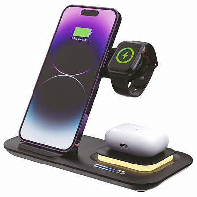 Беспроводное мультизарядное устройство Protos 15W, черный (Чёрный)